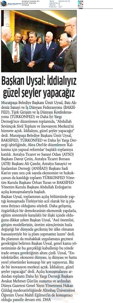 Kalkinma Icin Yapisal Reformlar Toplantısı Medya Yansimalari 19 Aralik 2018 Antalya - 1