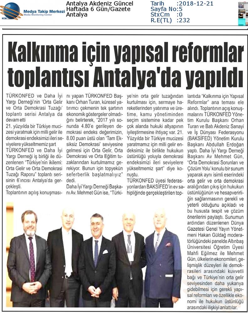 Kalkinma Icin Yapisal Reformlar Toplantısı Medya Yansimalari 19 Aralik 2018 Antalya - 6