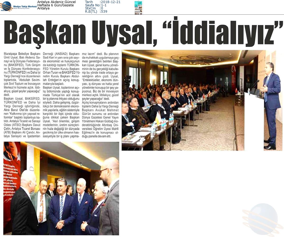 Kalkinma Icin Yapisal Reformlar Toplantısı Medya Yansimalari 19 Aralik 2018 Antalya - 8