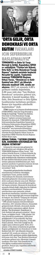 Kalkinma Icin Yapisal Reformlar Toplantısı Medya Yansimalari 1 Aralik 2018 Nevsehir - 12
