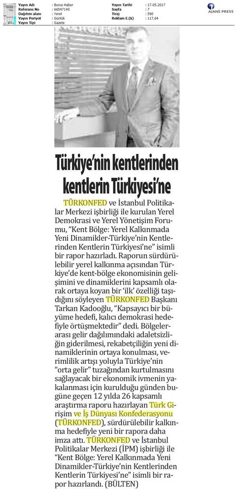 Kent Bolge Yerel Kalkinmada Yeni Dinamikler Raporu Basin Yansimalari 17 Mayis 2017 - 20