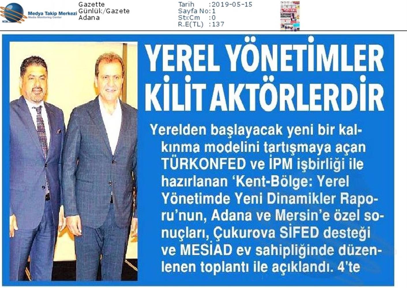 Kent Bolge Yerel Yönetimde Yeni Dinamikler Medya Yansimalari 10 Mayis Mersin - 6