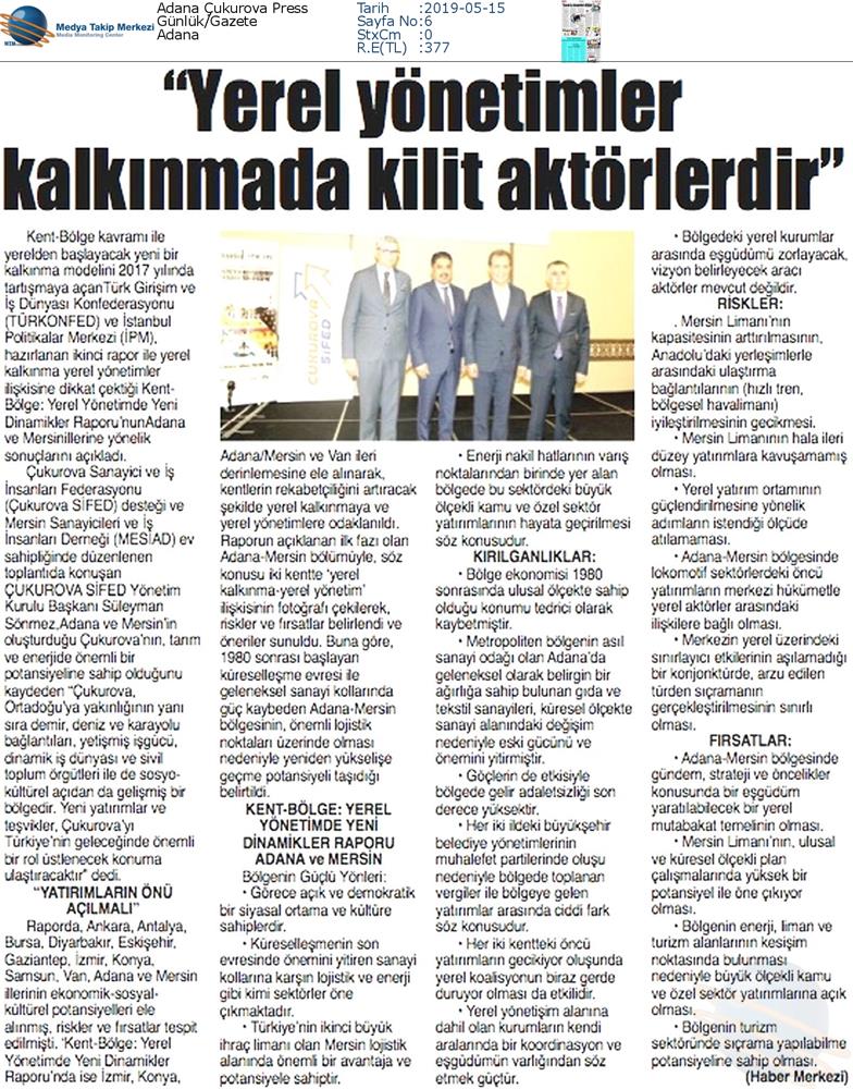 Kent Bolge Yerel Yönetimde Yeni Dinamikler Medya Yansimalari 10 Mayis Mersin - 7