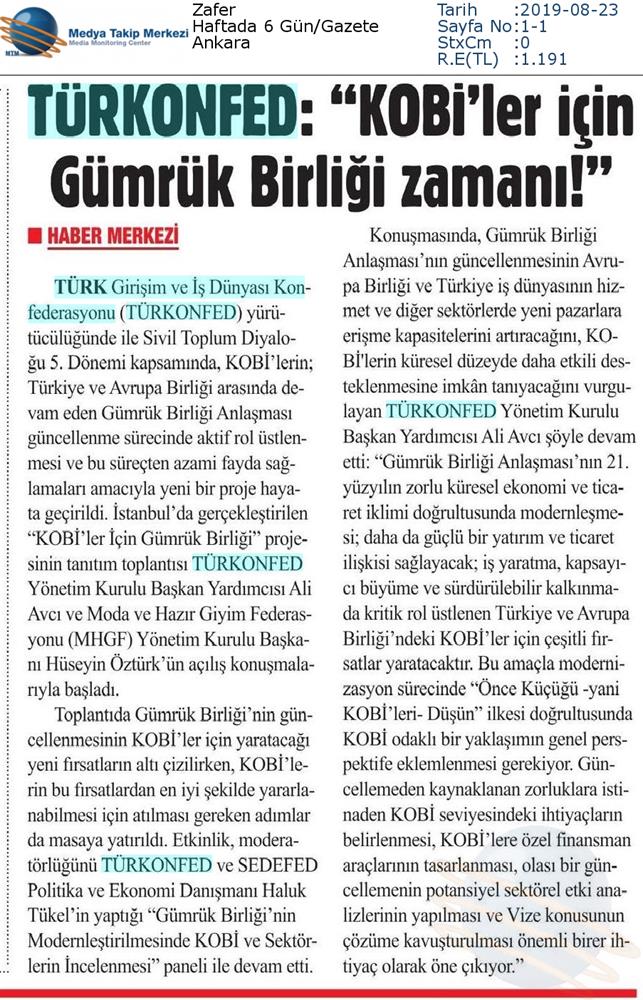 KOBİ'ler Icin Gumruk Birligi Kapanis Toplantısı Medya Yansimalari 16 Ocak 2020 Istanbul - 3