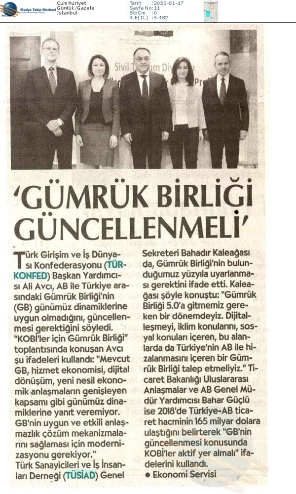 KOBİ'ler Icin Gumruk Birligi Kapanis Toplantısı Medya Yansimalari 16 Ocak 2020 Istanbul - 20