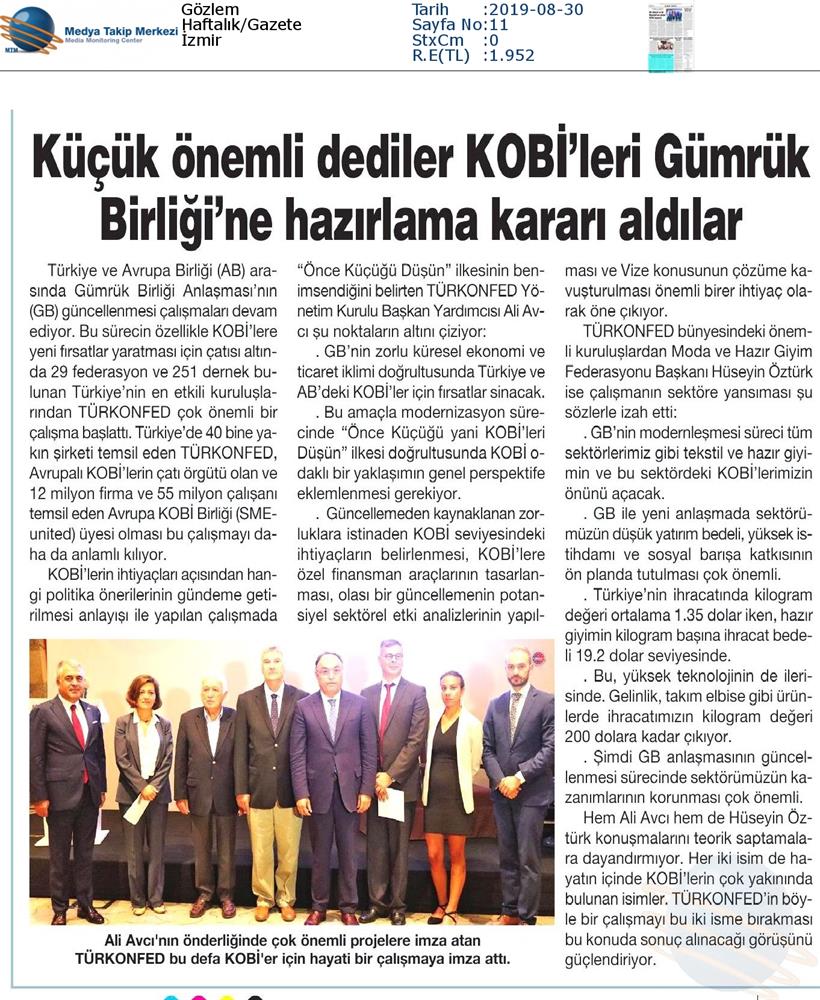 KOBİ'ler Icin Gumruk Birligi Medya Yansimalari 22 Agustos 2019 - 5