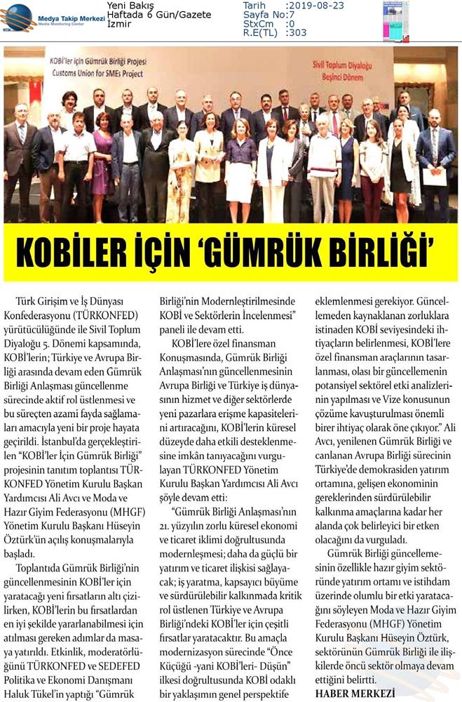 KOBİ'ler Icin Gumruk Birligi Medya Yansimalari 22 Agustos 2019 - 7