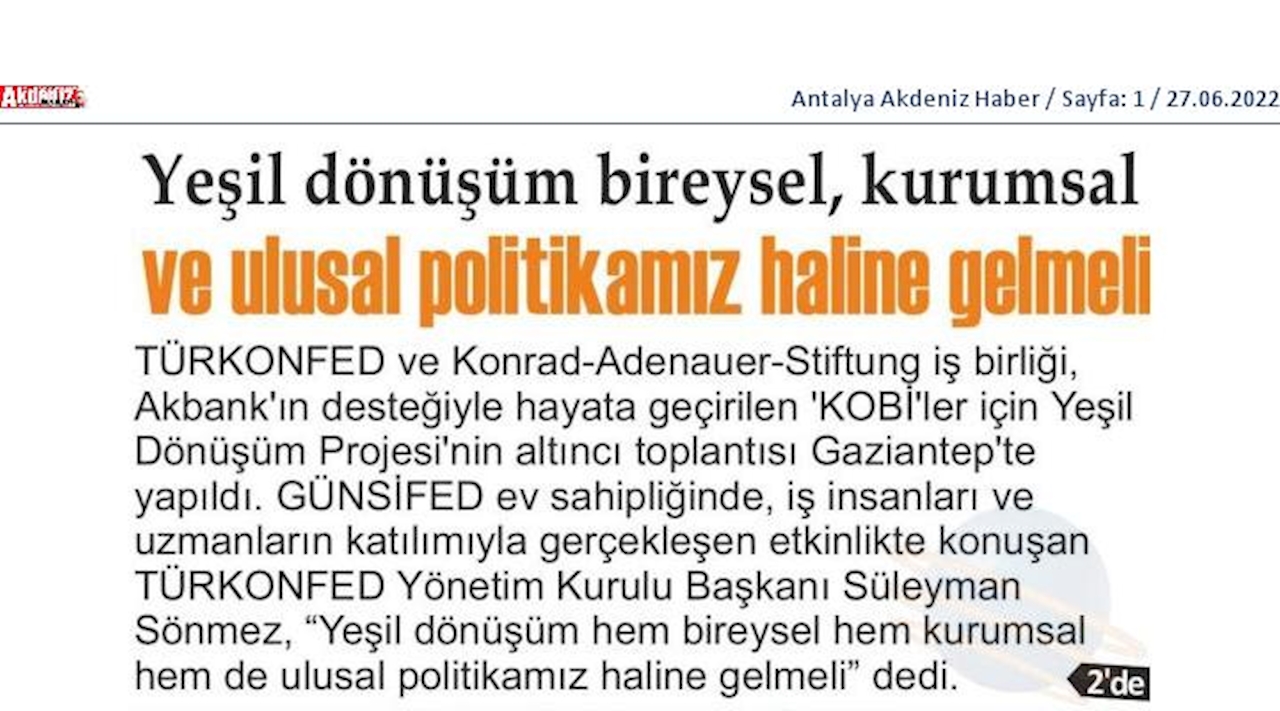 KOBİ'ler Icin Yesil Dönüşüm Projesi 23 Haziran 2022 Gaziantep - 3