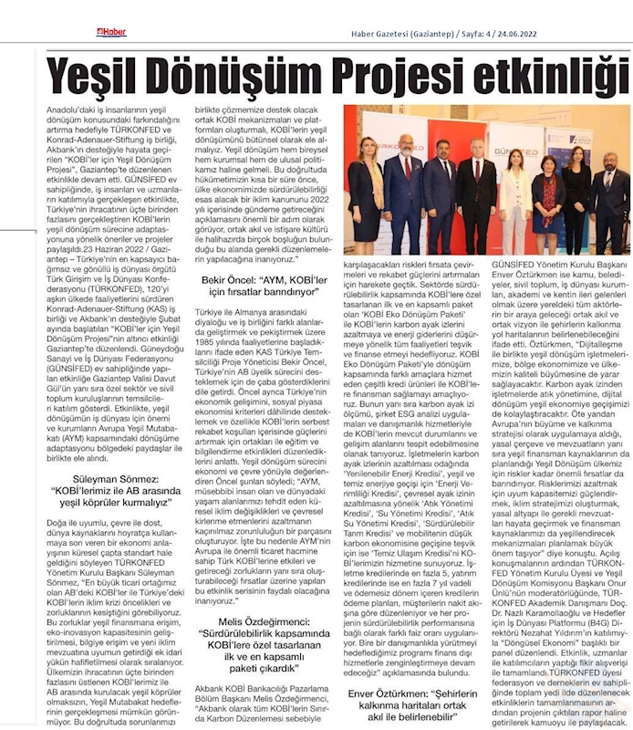 KOBİ'ler Icin Yesil Dönüşüm Projesi 23 Haziran 2022 Gaziantep - 5