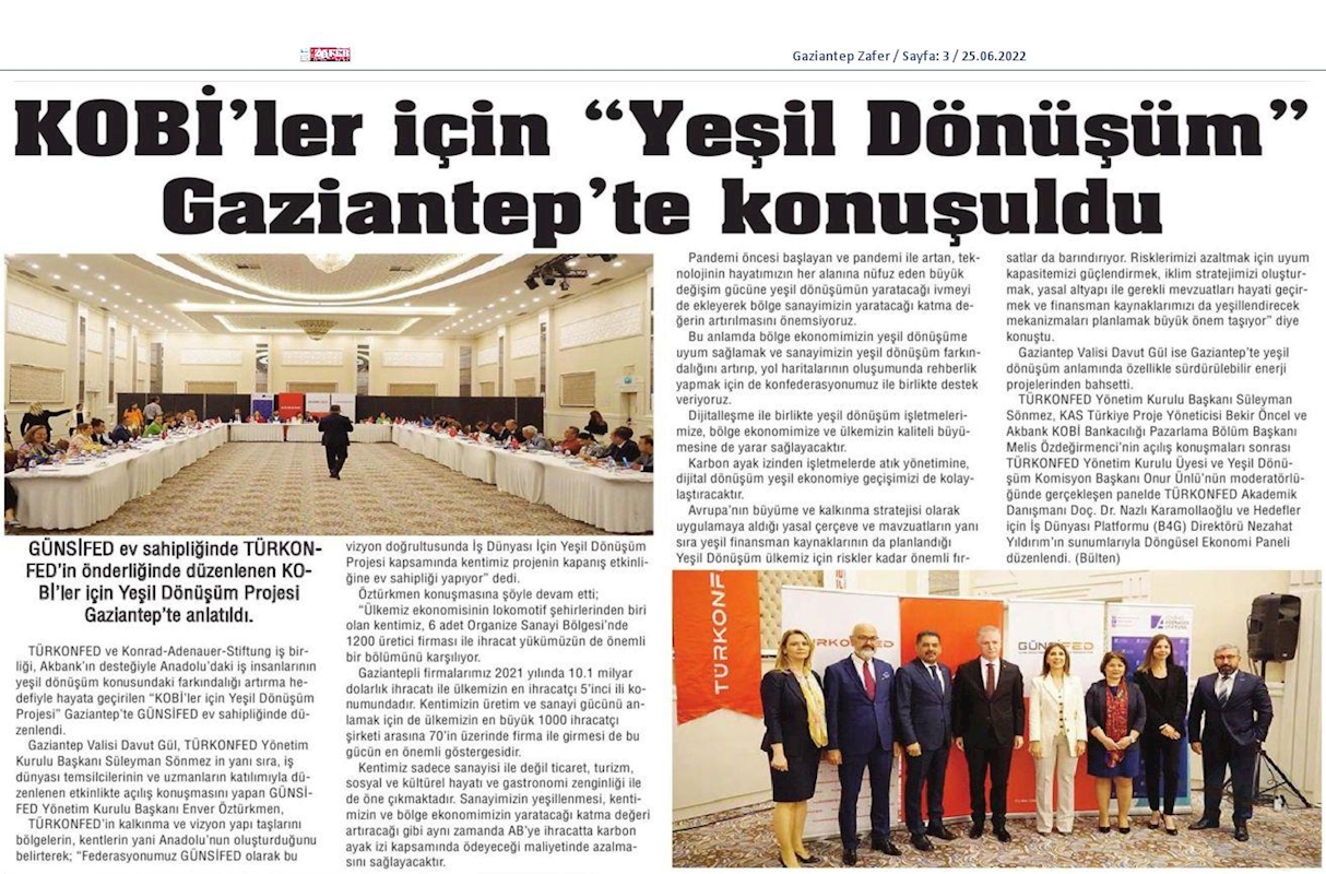 KOBİ'ler Icin Yesil Dönüşüm Projesi 23 Haziran 2022 Gaziantep - 6