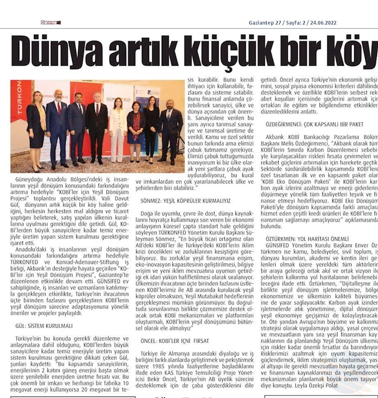 KOBİ'ler Icin Yesil Dönüşüm Projesi 23 Haziran 2022 Gaziantep - 14