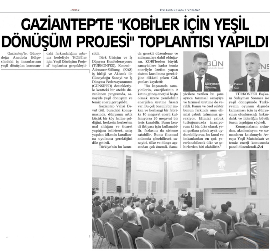 KOBİ'ler Icin Yesil Dönüşüm Projesi 23 Haziran 2022 Gaziantep - 19