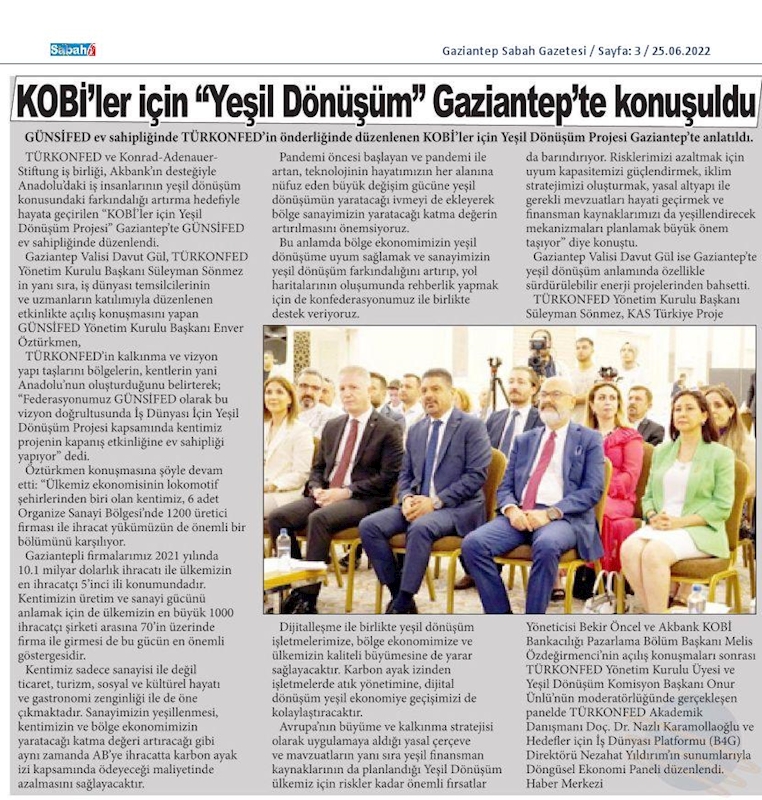 KOBİ'ler Icin Yesil Dönüşüm Projesi 23 Haziran 2022 Gaziantep - 20