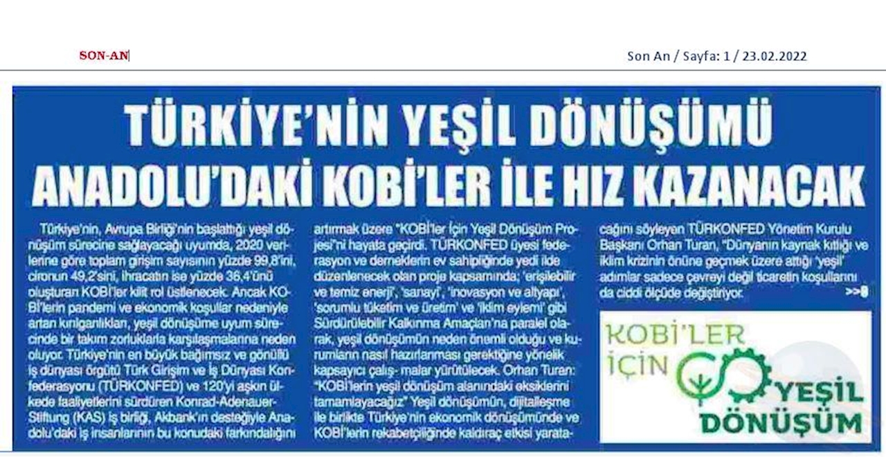 KOBİ'ler Icin Yesil Dönüşüm Projesi 24 Subat 2022 - 1