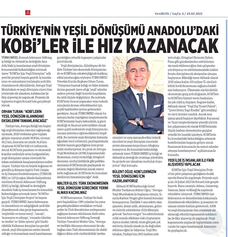 KOBİ'ler Icin Yesil Dönüşüm Projesi 24 Subat 2022 - 4