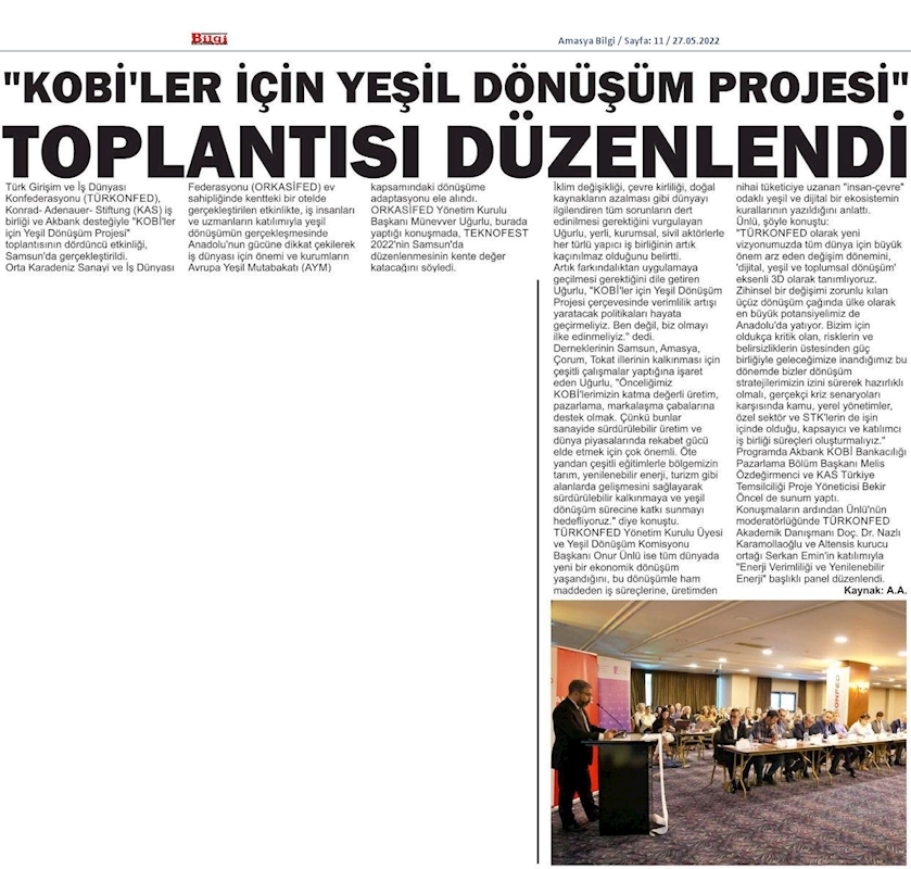 KOBİ'ler Icin Yesil Dönüşüm Projesi 26 Mayis 2022 Samsun - 1
