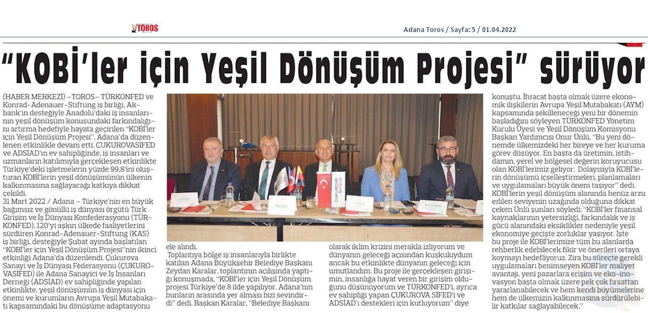 KOBİ'ler Icin Yesil Dönüşüm Projesi 31 Mart 2022 Adana - 1