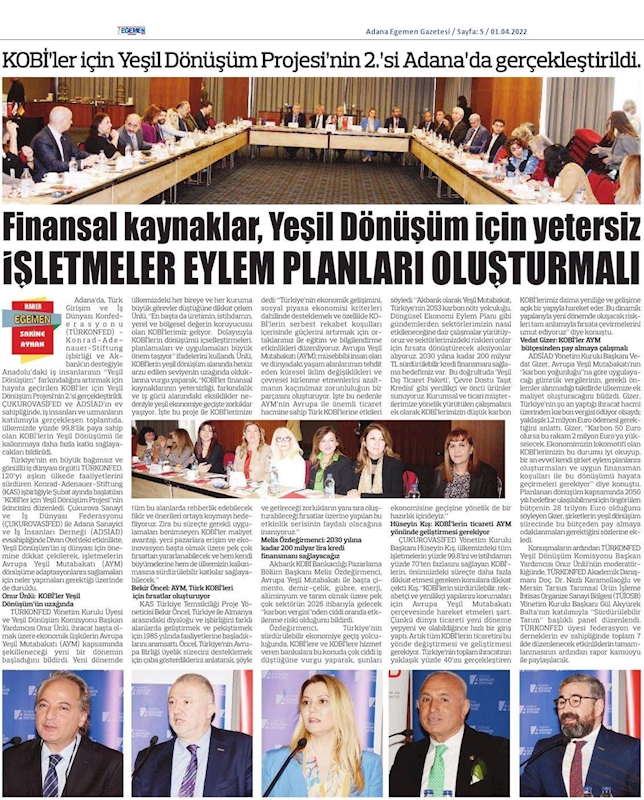 KOBİ'ler Icin Yesil Dönüşüm Projesi 31 Mart 2022 Adana - 2
