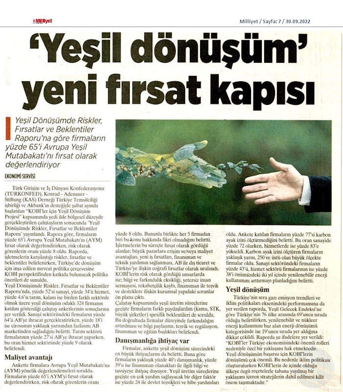 KOBİ'ler Icin Yesil Dönüşüm Projesi Yesil Dönüşüm Zirvesi 15 Eylul 2022 Ankara - 7