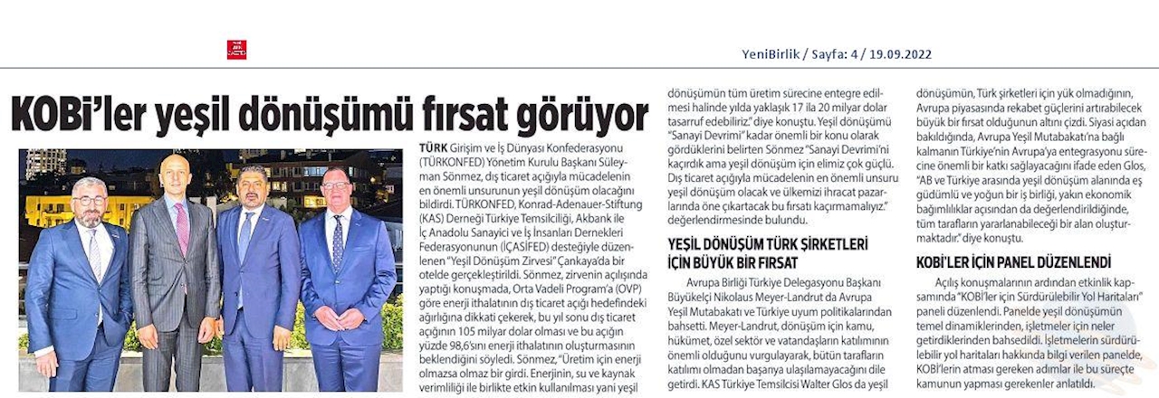 KOBİ'ler Icin Yesil Dönüşüm Projesi Yesil Dönüşüm Zirvesi 15 Eylul 2022 Ankara - 15