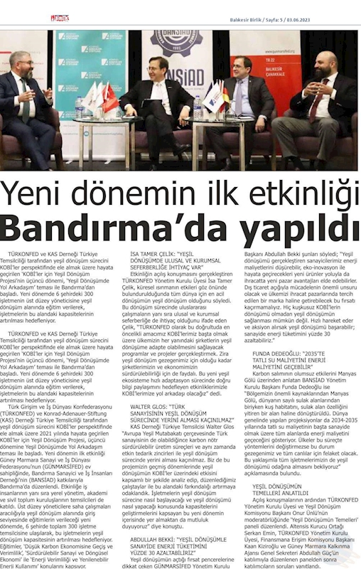KOBİ'ler Icin Yesil Dönüşüm Yol Arkadasim Etkinligi 31 Mayis 2023 Bandirma - 1