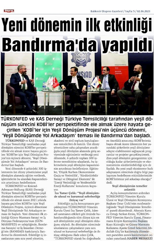 KOBİ'ler Icin Yesil Dönüşüm Yol Arkadasim Etkinligi 31 Mayis 2023 Bandirma - 5