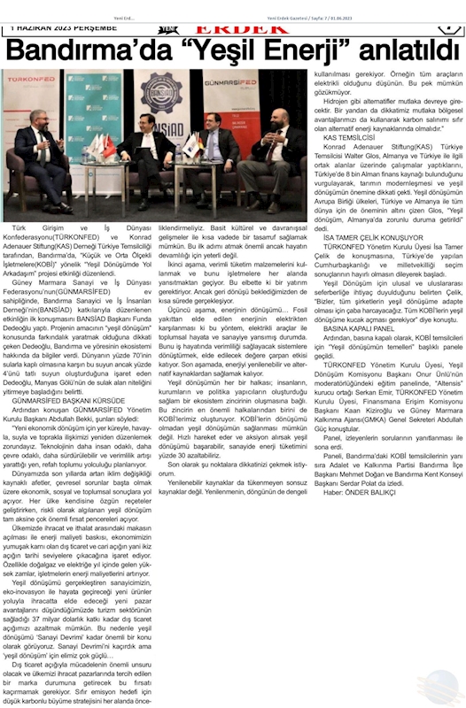 KOBİ'ler Icin Yesil Dönüşüm Yol Arkadasim Etkinligi 31 Mayis 2023 Bandirma - 10