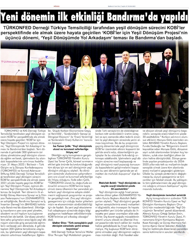 KOBİ'ler Icin Yesil Dönüşüm Yol Arkadasim Etkinligi 31 Mayis 2023 Bandirma - 20