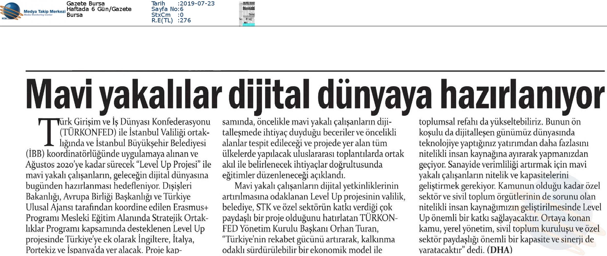 Level Up Projesi Medya Yansimalari 22 Temmuz 2019 - 7