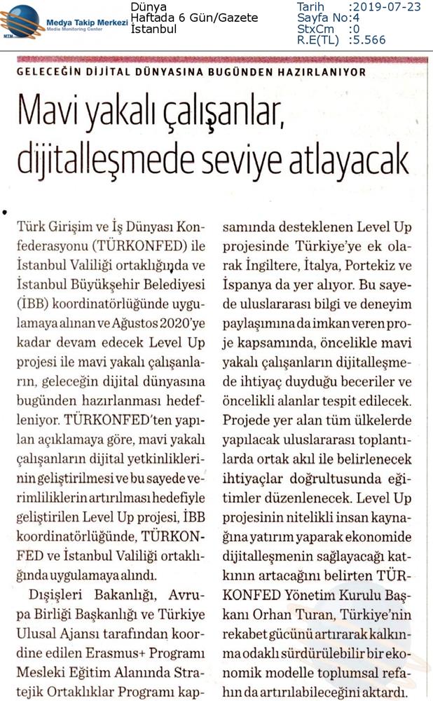 Level Up Projesi Medya Yansimalari 22 Temmuz 2019 - 8