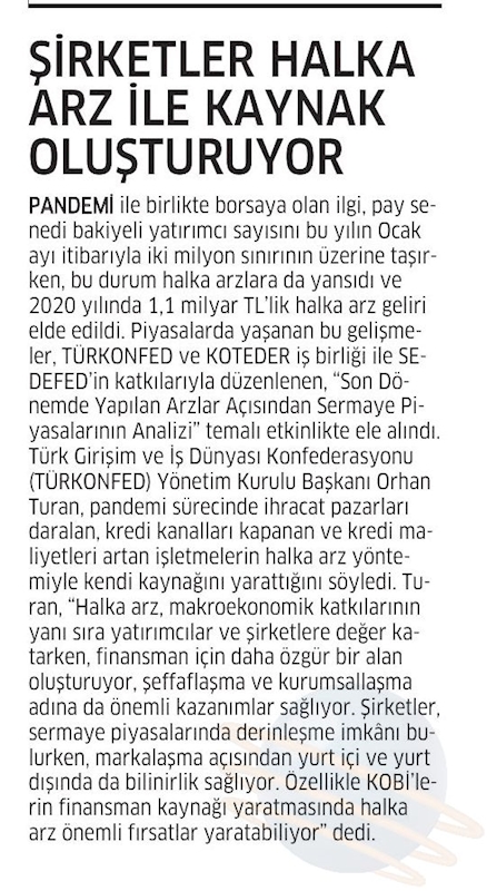 Son Donemde Yapilan Halka Arzlar Acisindan Sermaye Piyasalarinin Analizi Webinari Basin Yansimalari 11 Subat 2021 - 2