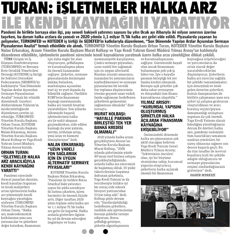 Son Donemde Yapilan Halka Arzlar Acisindan Sermaye Piyasalarinin Analizi Webinari Basin Yansimalari 11 Subat 2021 - 7