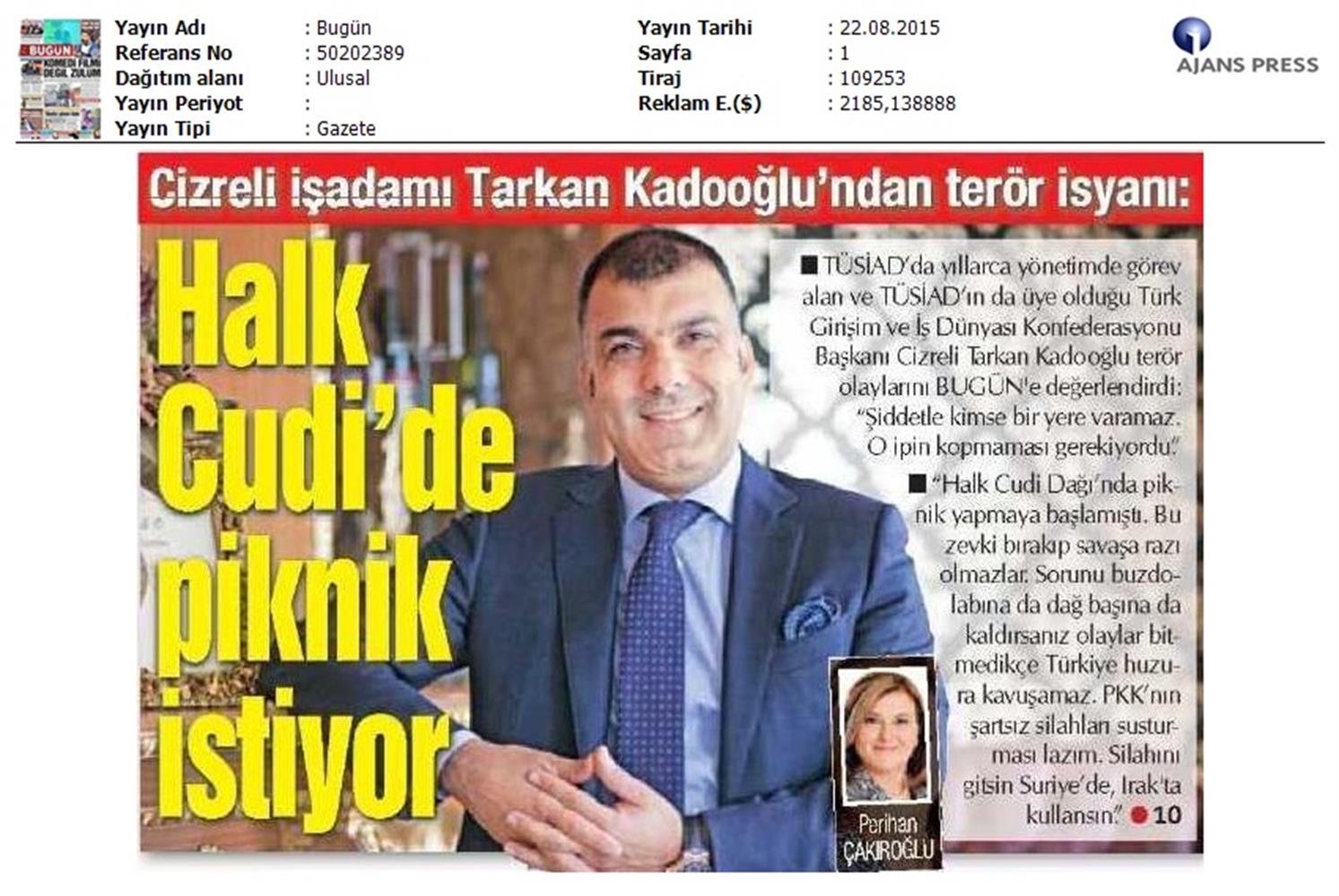 Tarkan Kadooğlu Bugun Gazetesi Roportaji - 6