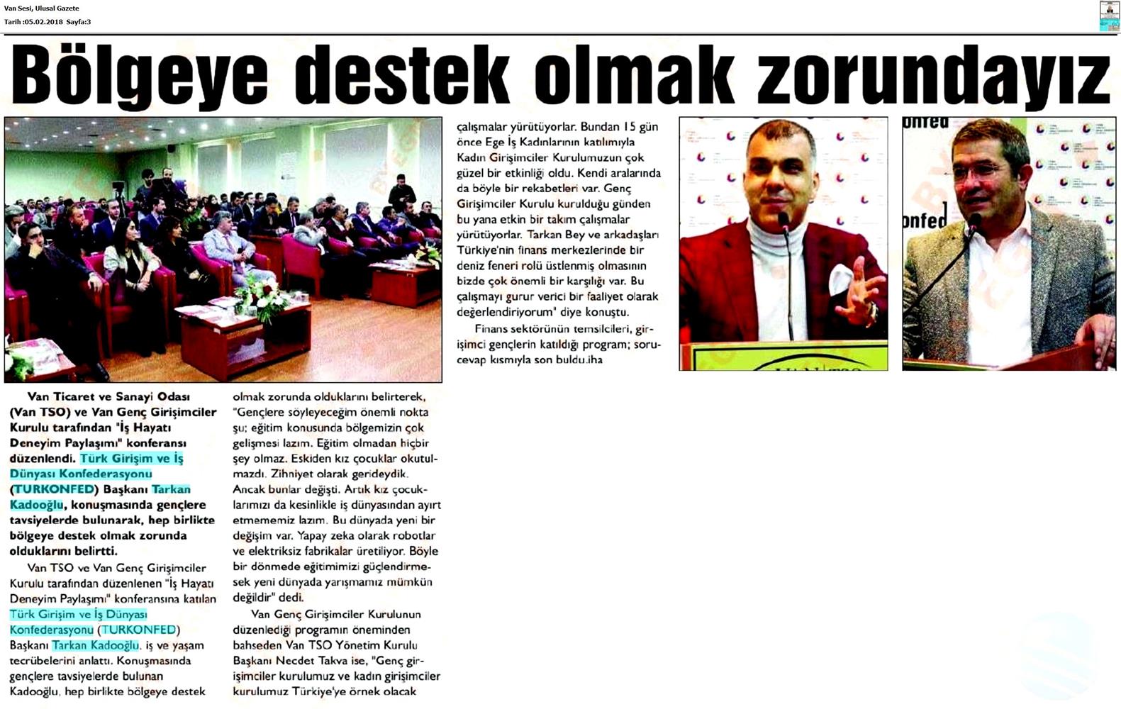Tarkan Kadooğlu Dogu Ve Guneydogu Yatirim Cagrisi Medya Yansimalari 2 3 Subat 2018 Mardin Van - 2