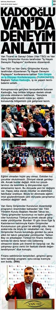 Tarkan Kadooğlu Dogu Ve Guneydogu Yatirim Cagrisi Medya Yansimalari 2 3 Subat 2018 Mardin Van - 5