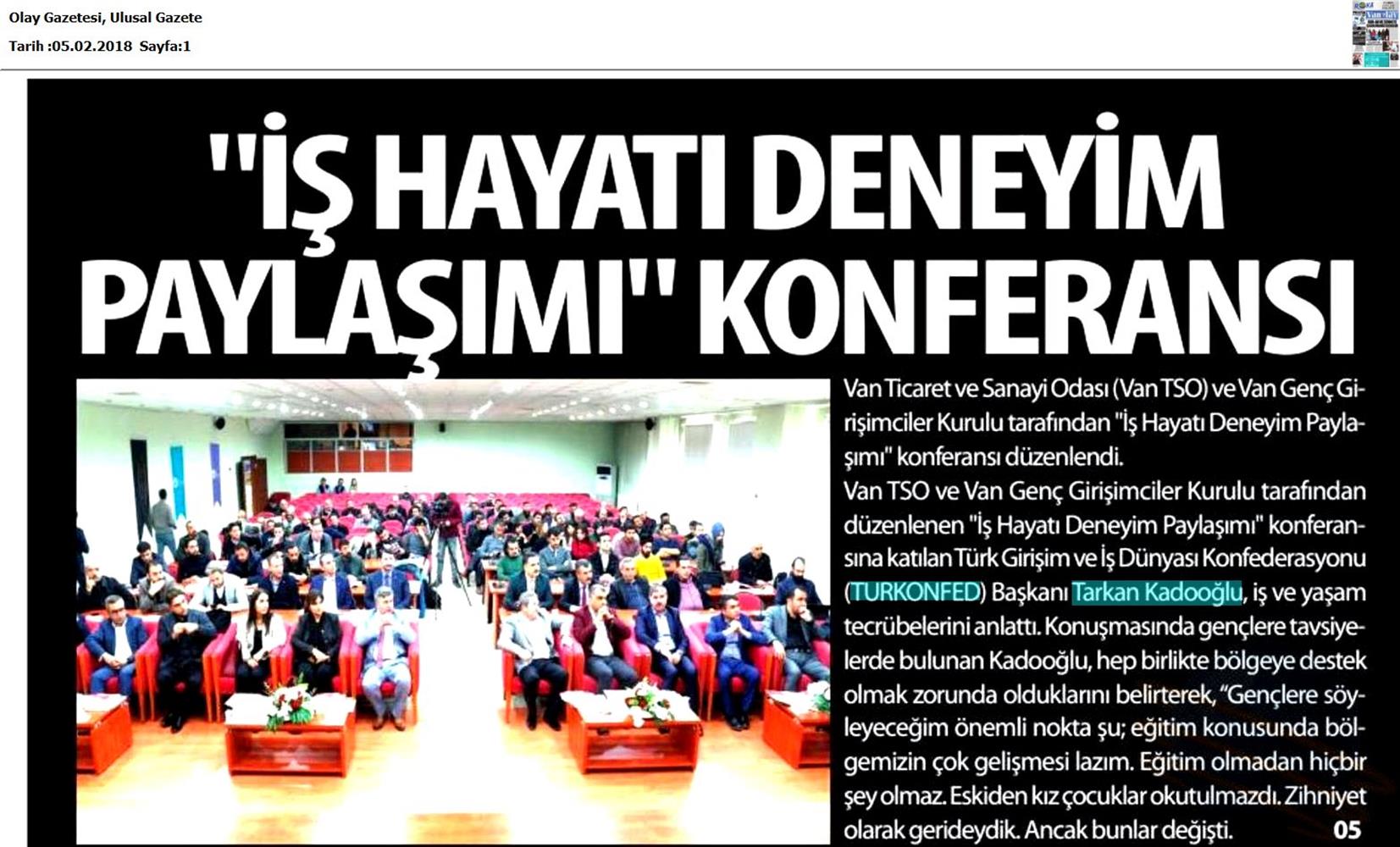 Tarkan Kadooğlu Dogu Ve Guneydogu Yatirim Cagrisi Medya Yansimalari 2 3 Subat 2018 Mardin Van - 19