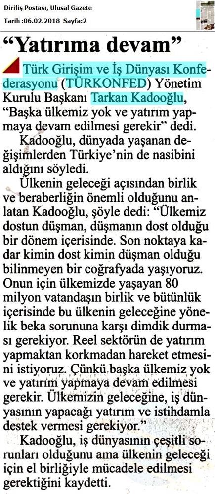 Tarkan Kadooğlu Dogu Ve Guneydogu Yatirim Cagrisi Medya Yansimalari 2 3 Subat 2018 Mardin Van - 21