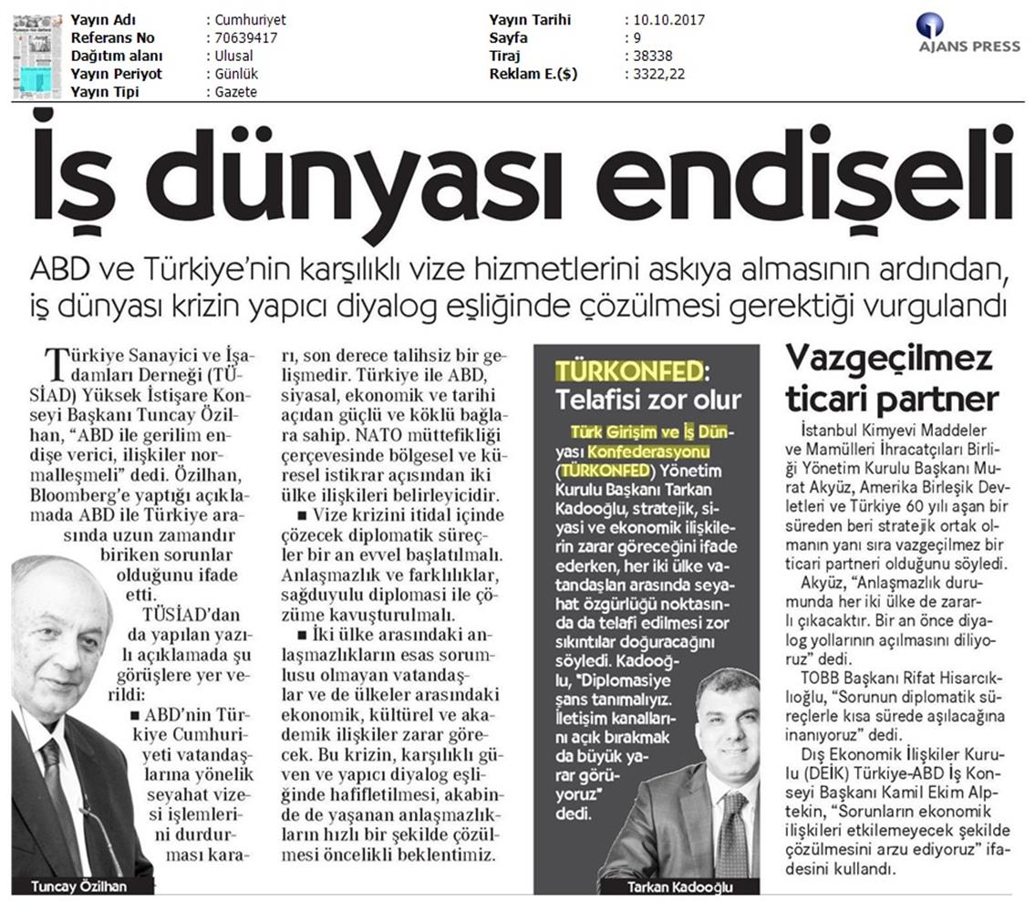 Türkiye Abd Vize Sorunu Basin Aciklamasi Medya Yansimalari 10 Ekim 2017 - 7