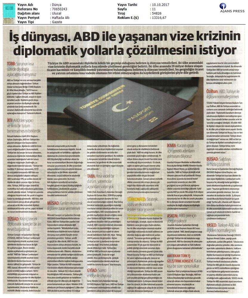 Türkiye Abd Vize Sorunu Basin Aciklamasi Medya Yansimalari 10 Ekim 2017 - 23