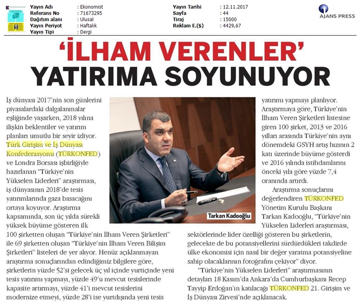 Türkiyenin Yukselen Liderleri Raporu Medya Yansimalari 12 Kasim 2017 Istanbul - 16