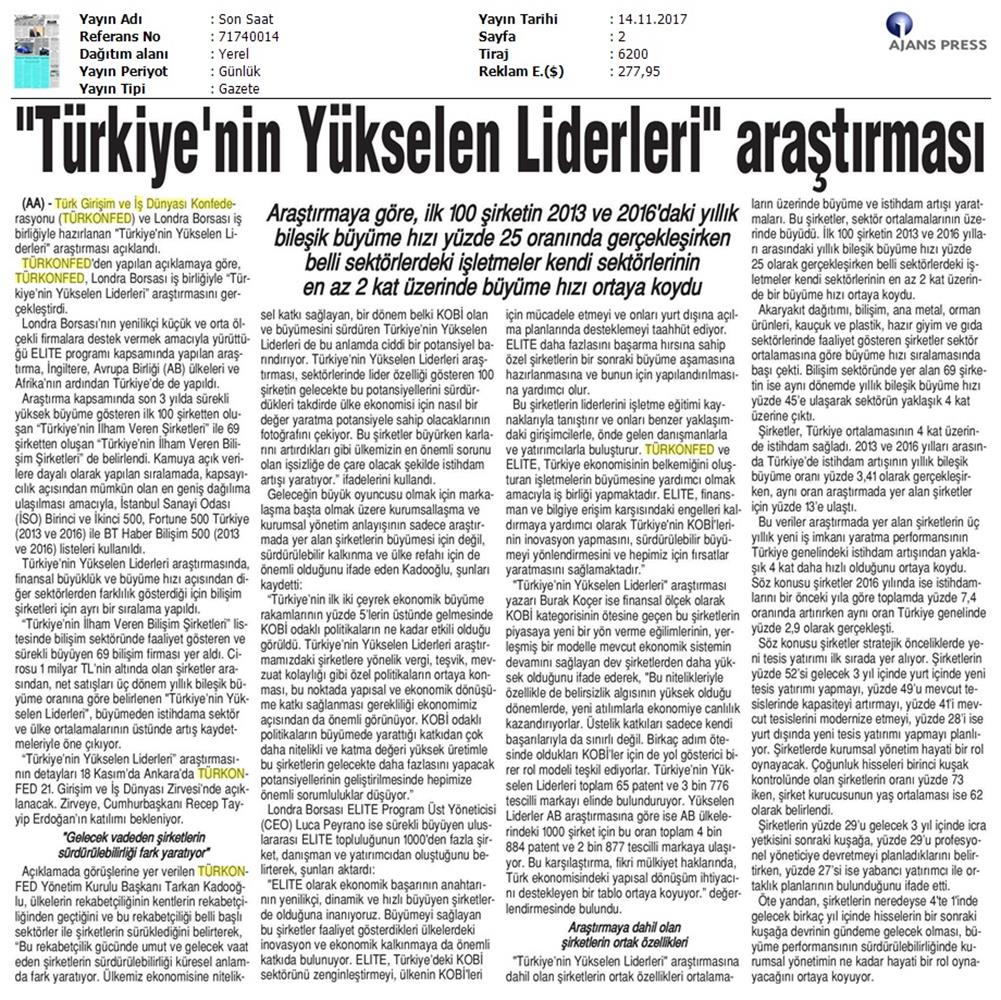 Türkiyenin Yukselen Liderleri Raporu Medya Yansimalari 12 Kasim 2017 Istanbul - 17