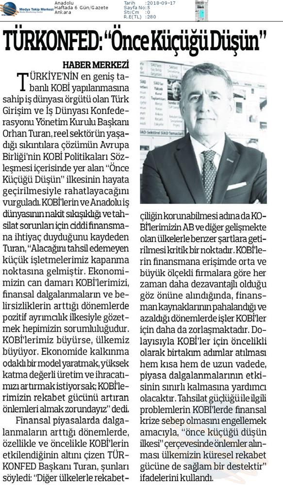 TÜRKONFED Once Kucugu Dusun Medya Yansimalari 17 Eylul 2018 - 9