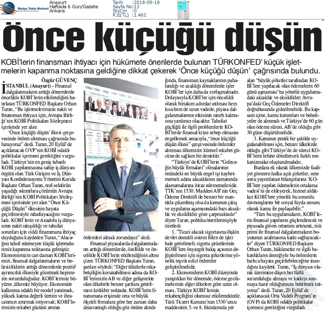 TÜRKONFED Once Kucugu Dusun Medya Yansimalari 17 Eylul 2018 - 13