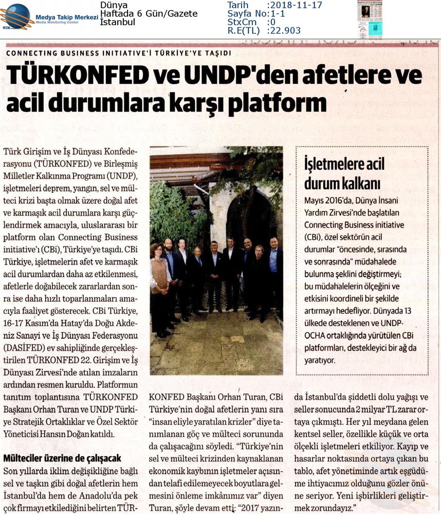 TÜRKONFED Undp Connecting Business Initiative CBI Platformu İşbirliği 16 Kasim 2018 - 5