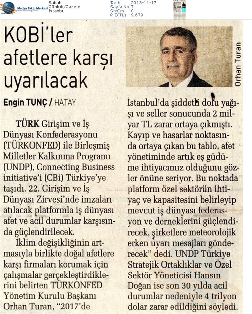 TÜRKONFED Undp Connecting Business Initiative CBI Platformu İşbirliği 16 Kasim 2018 - 7
