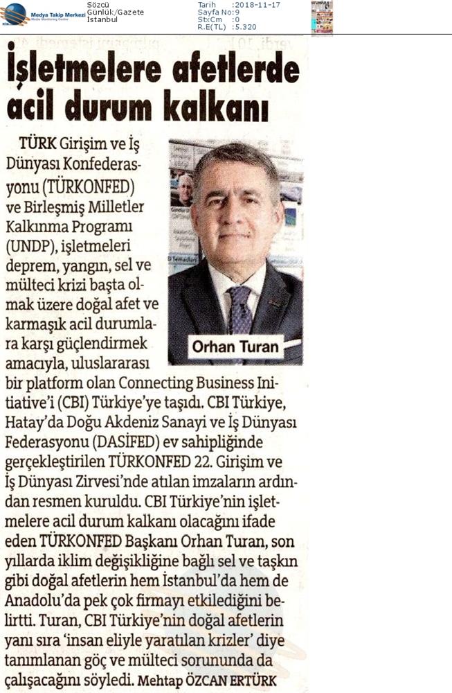 TÜRKONFED Undp Connecting Business Initiative CBI Platformu İşbirliği 16 Kasim 2018 - 8