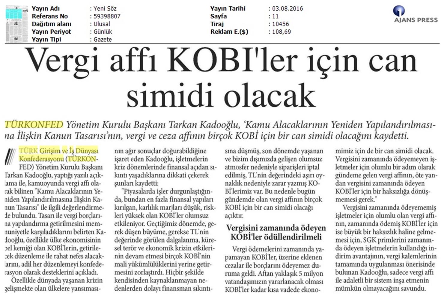 TÜRKONFED Vergi Affi Meselesi 3 Agustos 2016 - 3