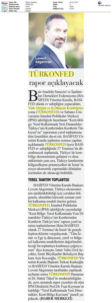 TÜRKONFED Izmir Kent Bolge Raporu Tanitim Toplantısı Basifed 25 Temmuz 2017 - 4