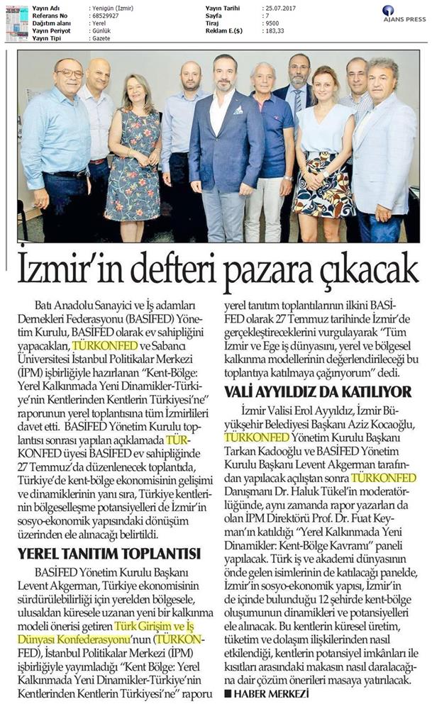 TÜRKONFED Izmir Kent Bolge Raporu Tanitim Toplantısı Basifed 25 Temmuz 2017 - 8
