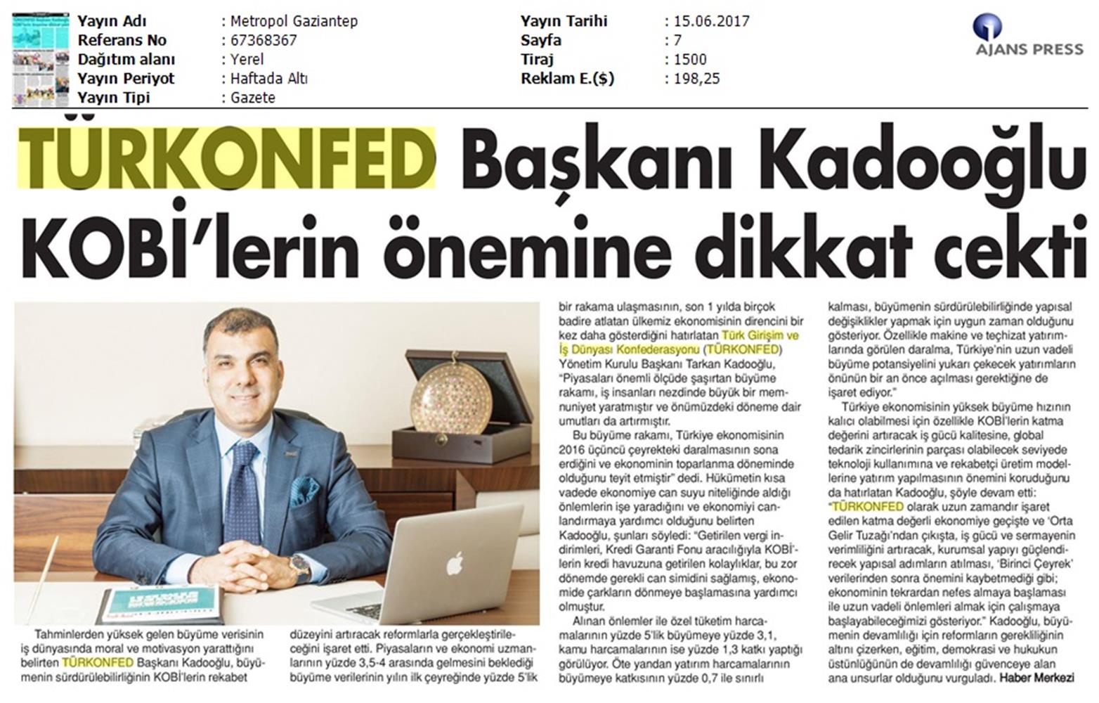 TÜRKONFED 1 Ceyrek Buyume Verisi Basin Bulteni Medya Yansimasi 15 Haziran 2017 - 1